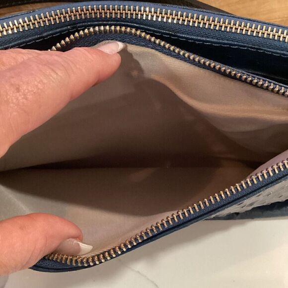 Genuine Leather Valentina Italian Bag Purse Handbag Navy - Picture 4 of 14